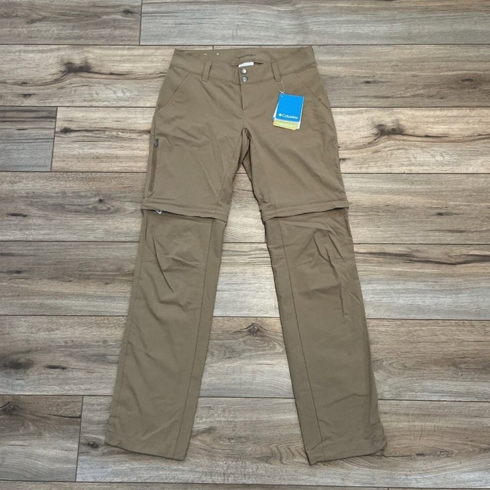 Columbia Saturday Trail Hiking Pants SZ 4 Tan Water Resistant Convertible NWT